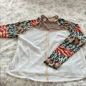 Multicolor Patchwork Long Sleeve Top